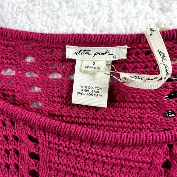 NWT Ultra Pink 2 piece Set Sm Crochet Sweater and Maxi Skirt Beachy Barbiecore - Picture 13 of 16